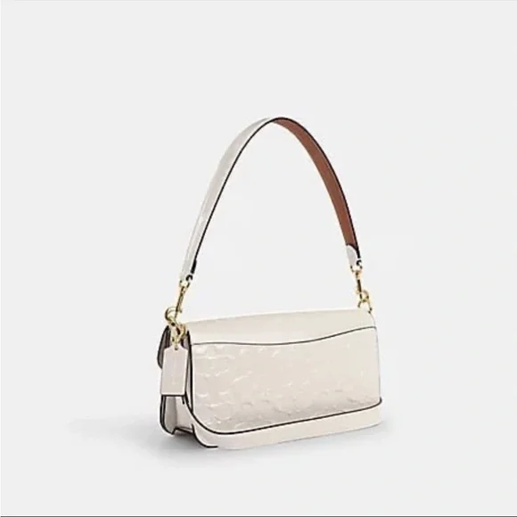 NWT！COACH MORGAN SHOULDER BAG IN SIGNATURE LEATHER (COACH CT856) GOLD/CHALK